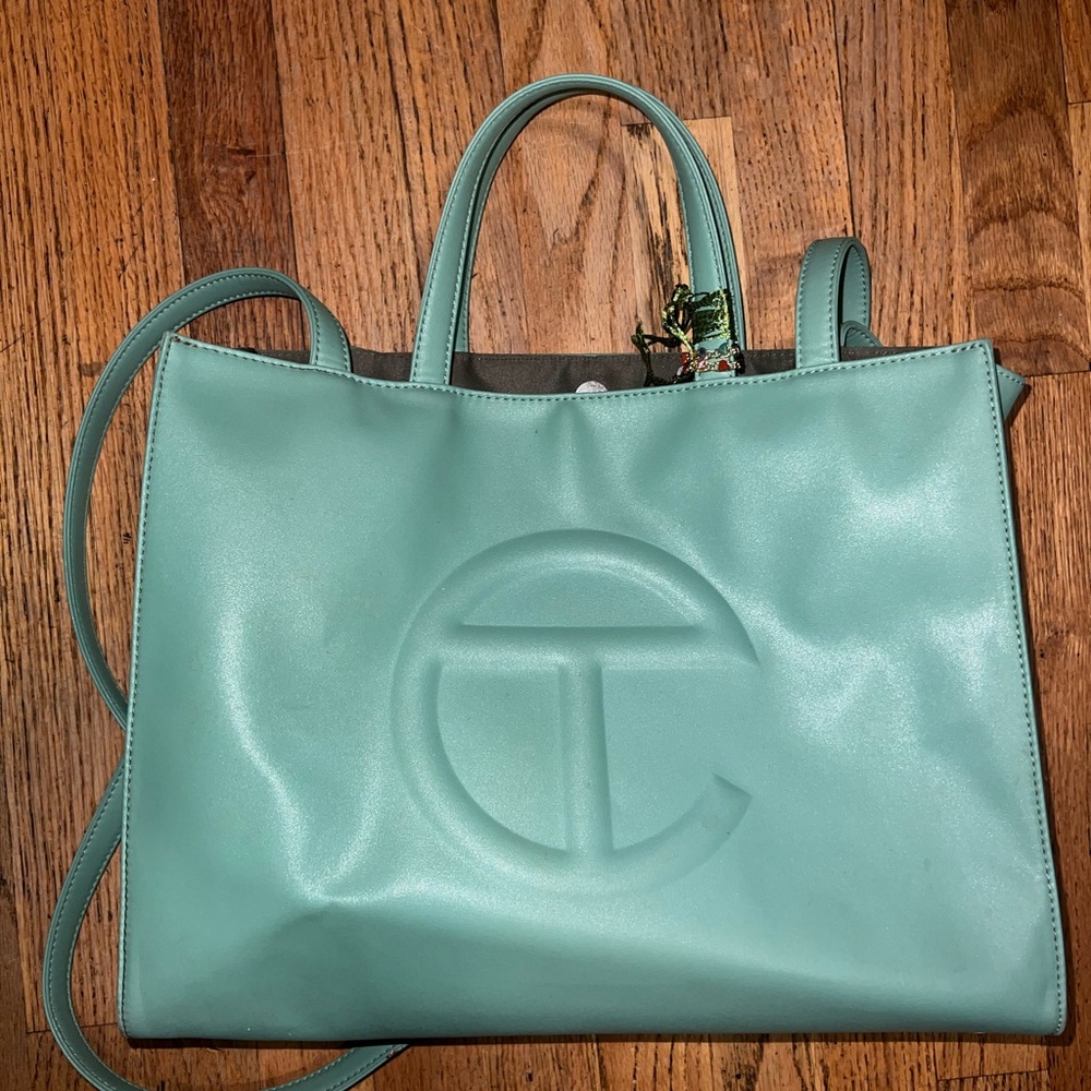 Sage Medium Telfar Leather Tote Bag